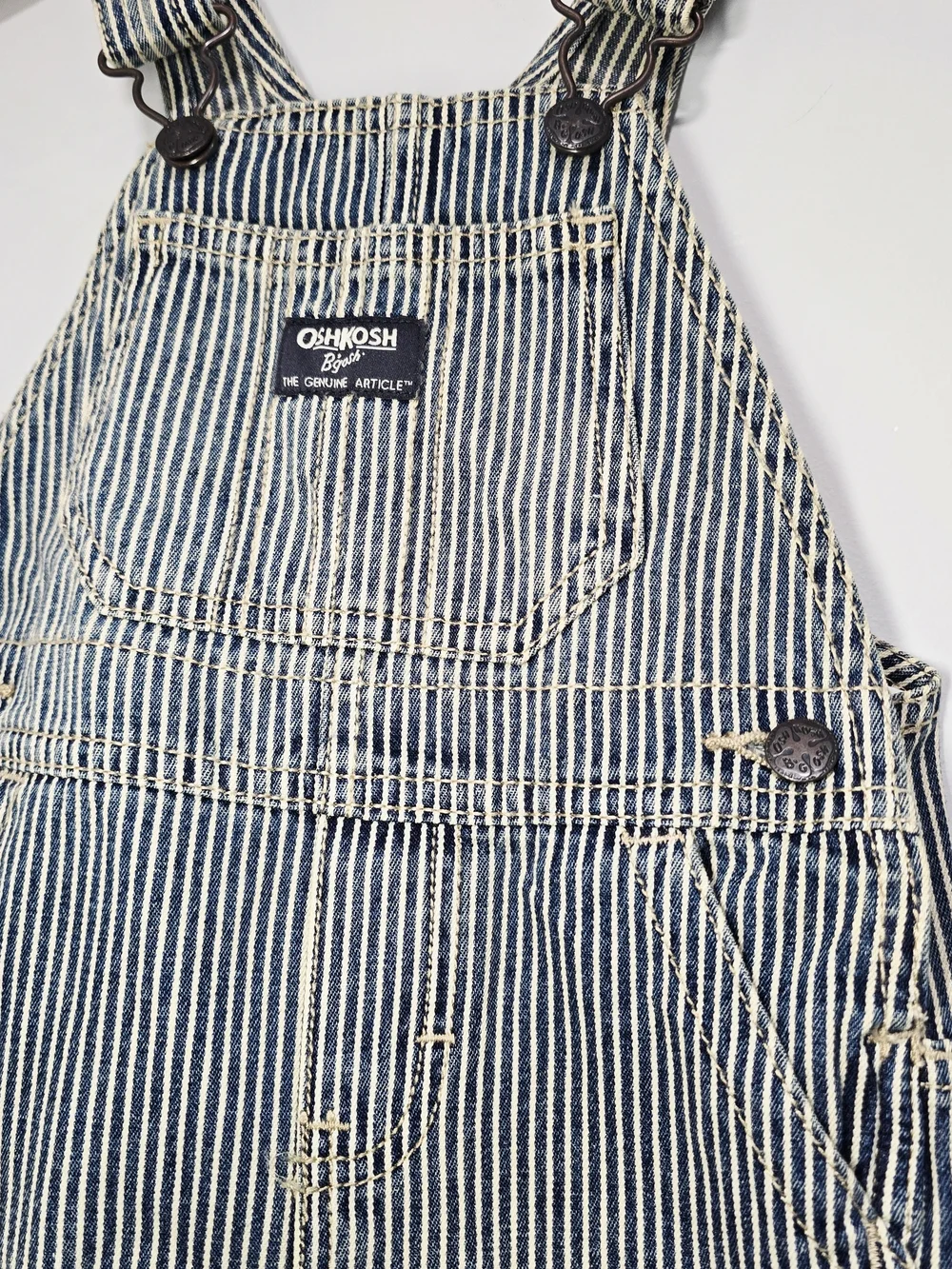 OshKosh B'gosh Striped Kids Overalls - Navy & White
